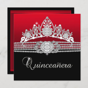 Invitación Partido de cumpleaños Quinceanera Diamante Rojo Ne