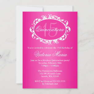Invitación Partido de cumpleaños Quinceanera elegante Swirl H