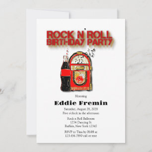 Invitación Partido de cumpleaños Rock n' Roll Jukebox