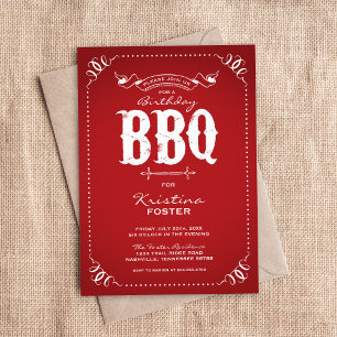 Invitación Partido de Cumpleaños Ruso Rojo BBQ