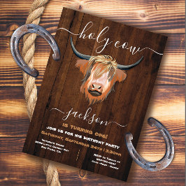 Invitación Partido de Cumpleaños Rústico de la Vaca Santa de 