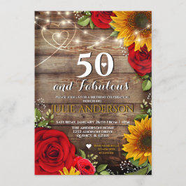 Invitación Partido de Cumpleaños Rústico Rosa y Girasol