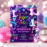 Invitación Partido de Cumpleaños Salto Neon Glow Jump Fiesta<br><div class="desc">Partido por el nacimiento Invitación de partido por el salto de Neon Glow Todos los diseños son © PIXEL PERFECTION FIESTA LTD</div>
