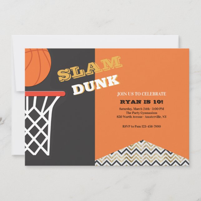 Invitación Partido de cumpleaños Slam Dunk (Anverso)