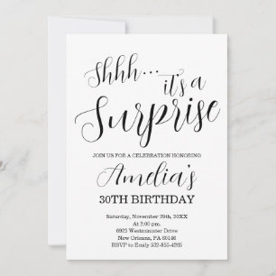 Invitación Partido de cumpleaños sorpresa blanca y negra
