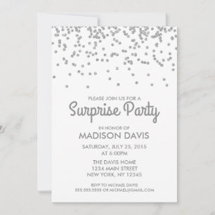 Invitación Partido de cumpleaños sorpresa de Confetti, Purpur