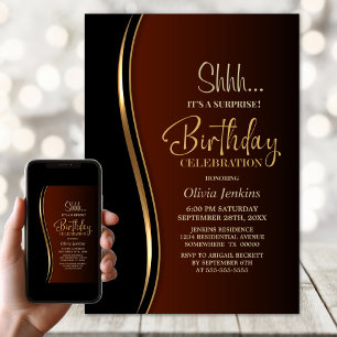 Invitación Partido de cumpleaños sorpresa de Naranja quemado 
