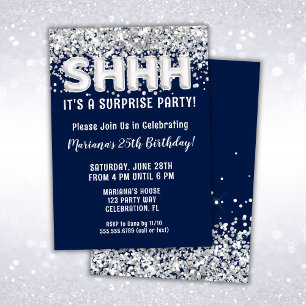 Invitación Partido de cumpleaños sorpresa para Purpurina Navy