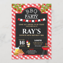 Invitación Partido de cumpleaños sorpresa Red Gingham