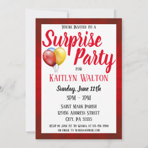 Invitación Partido de cumpleaños sorpresa Red Sunburst