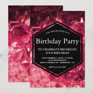 Invitación Partido de cumpleaños Sparkling Ruby Red Gemstone