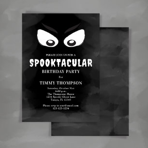 Invitación Partido de Cumpleaños Spooktacular Blanco y Negro
