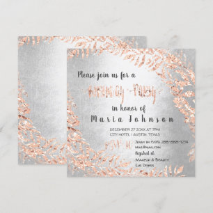 Invitación Partido de Cumpleaños Wreath Purpurina Rosa Gold S