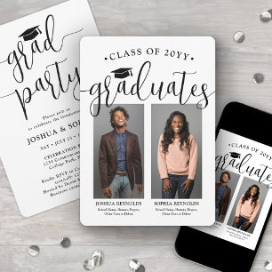 Invitación Partido de Doble Graduación 2 Junta de Fotos de Gr