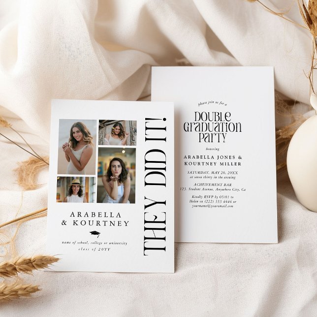 Invitación Partido de doble graduación de Collage de fotos mí (Subido por el creador)