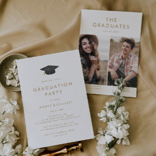 Invitación Partido de doble graduación de la foto de la calif