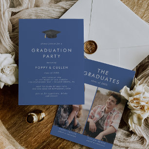 Invitación Partido de doble graduación de la foto de la capa