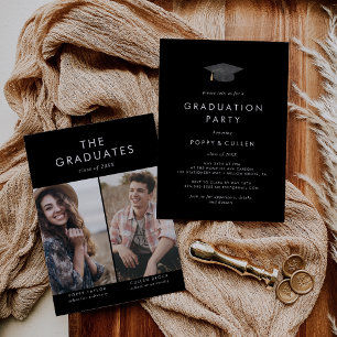 Invitación Partido de doble graduación de la foto de la tapa