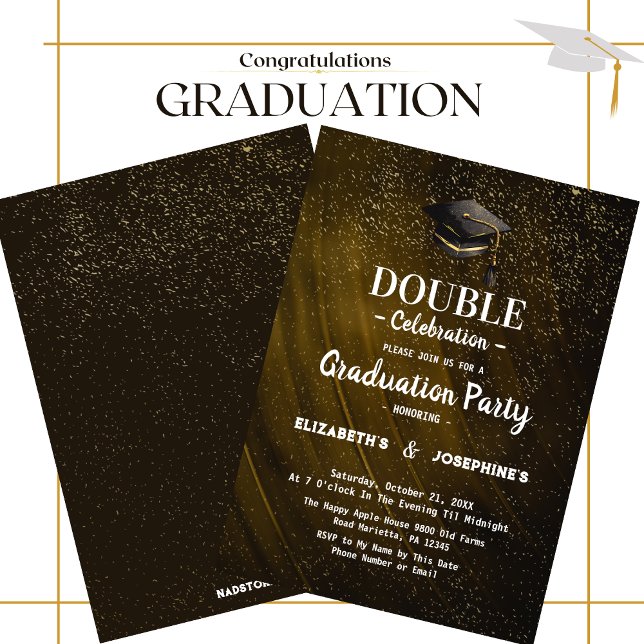 Invitación Partido de doble graduación Gold Two Graduates 202 (Subido por el creador)