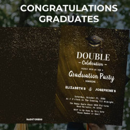 Invitación Partido de doble graduación Gold Two Graduates 202