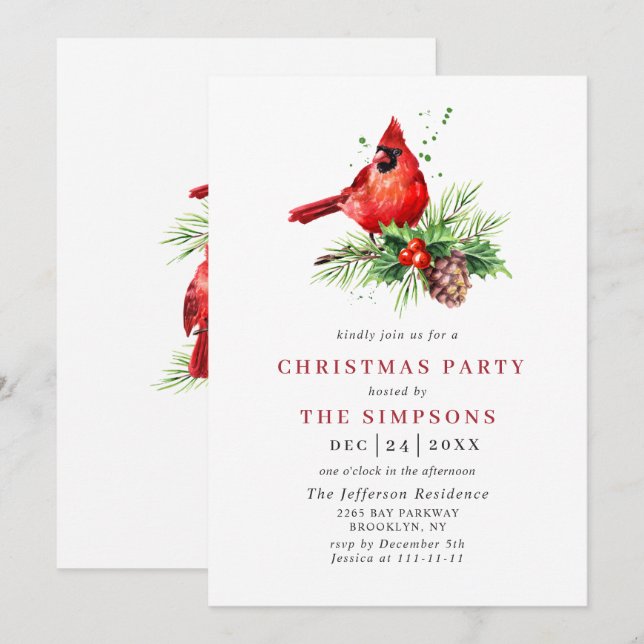 Invitación Partido de Festividad del Cardenal Rojo Holly Berr (Anverso / Reverso)