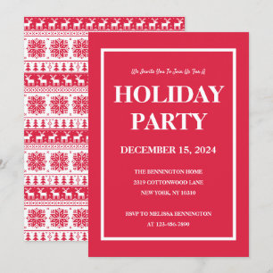 Invitación Partido de Festividad Nordic Rojo y Patrón Blanco 