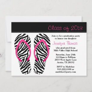 Invitación Partido de Graduación 2013 Flip Flip Rosa Black Ze