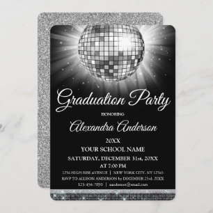 Invitación Partido de Graduación 2019 Silver Disco Ball Spark