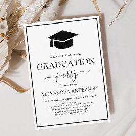 Invitación Partido de Graduación 2024 Blanco negro elegante m