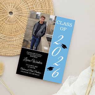 Invitación Partido de Graduación 2025 Gran Gorra Azul claro