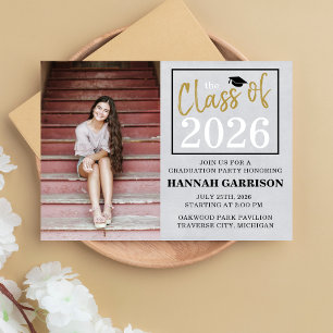 Invitación Partido de Graduación 2025 Open House Photo Gold