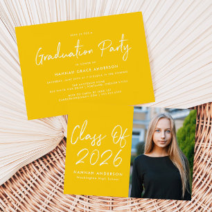 Invitación Partido de Graduación Amarillo 2025 con guión mode
