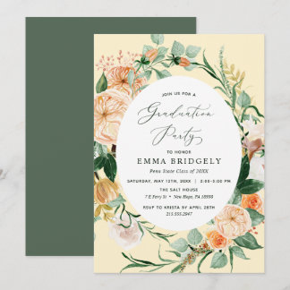 Invitación Partido de Graduación Amarillo Boho Pastel Botánic