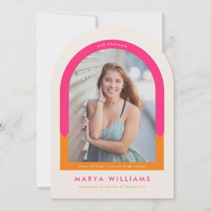 Invitación Partido de Graduación Arca para su rosa y Naranja