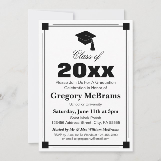 Invitación Partido de Graduación Art Deco (Anverso)