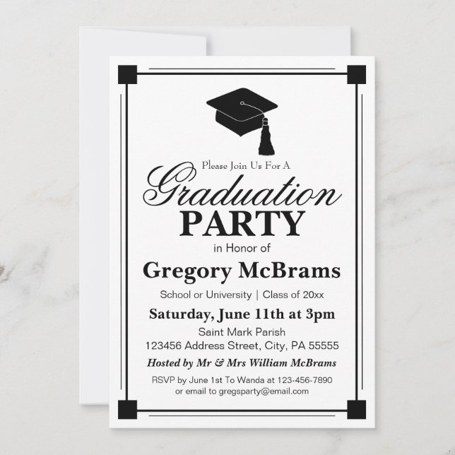 Invitación Partido de Graduación Art Deco (Anverso)