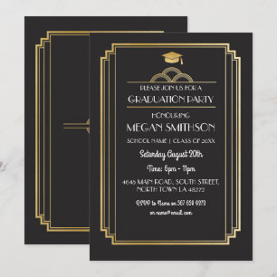 Invitación Partido de Graduación Art Déco invita a Gatsby al 