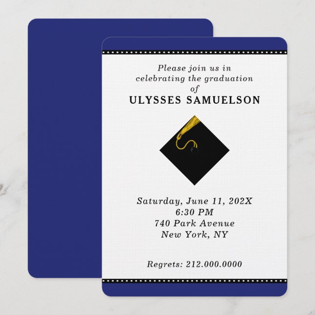 Invitación Partido de Graduación Azul (Anverso / Reverso)