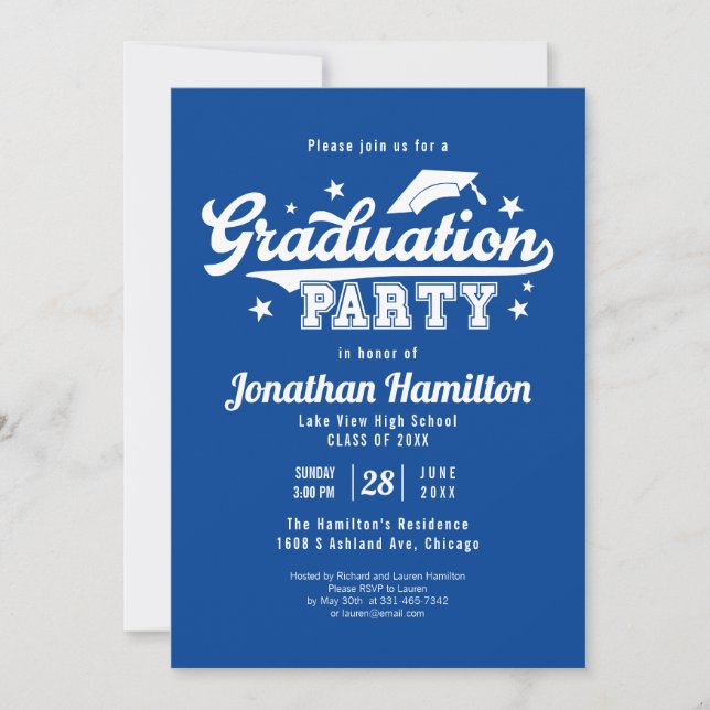 Invitación Partido de Graduación Azul de la Escuela Secundari (Anverso)