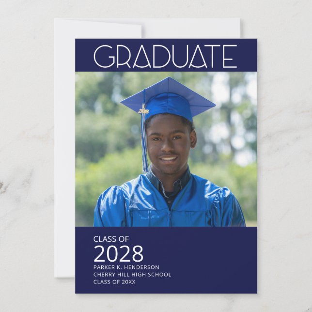 Invitación Partido de Graduación Azul de la Marina de Foto mi (Anverso)