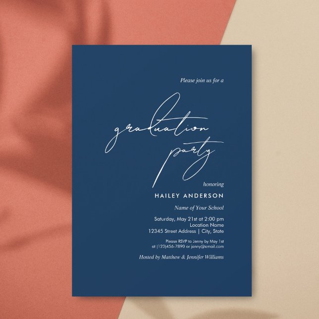 Invitación Partido de Graduación Azul de la Marina Minimalist (Subido por el creador)