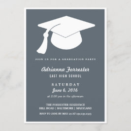 Invitación Partido de Graduación Azul del Gorra de Graduación