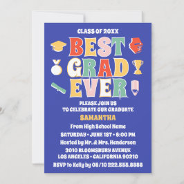 Invitación Partido de Graduación Azul del Mejor Grado Retro