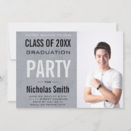 Invitación Partido de Graduación Azul Moderno Masculino Grad