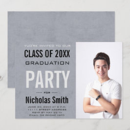 Invitación Partido de Graduación Azul Moderno Masculino Grad