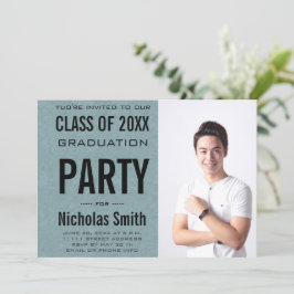 Invitación Partido de Graduación Azul Moderno Masculino Grad