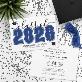 Invitación Partido de Graduación Azul Moderno Simple