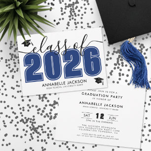 Invitación Partido de Graduación Azul Moderno Simple