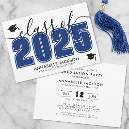 Invitación Partido de Graduación Azul Moderno Simple
