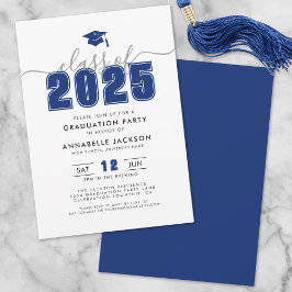 Invitación Partido de Graduación Azul Moderno Simple